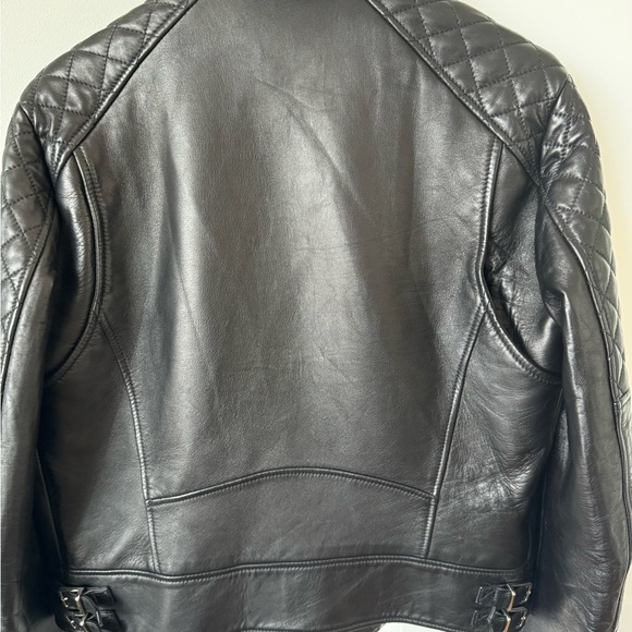 Dsquared2 Black Leather Print Biker Jacket Size 52 - Picture 14 of 15